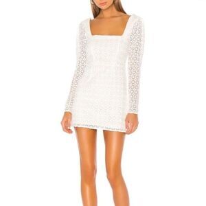 Camila Coelho Trista Ivory Lace Crocheted Long Sleeve Mini Dress Small